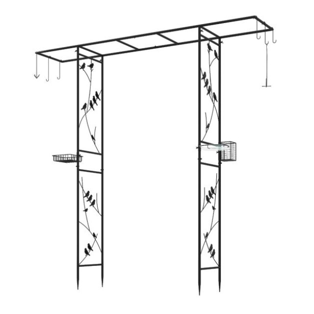 Costway Μεταλλική Καμάρα με Κύπελλο Νερού και Δίσκο Σίτισης Λιπαρής Τροφής Μαύρο GT4487DK