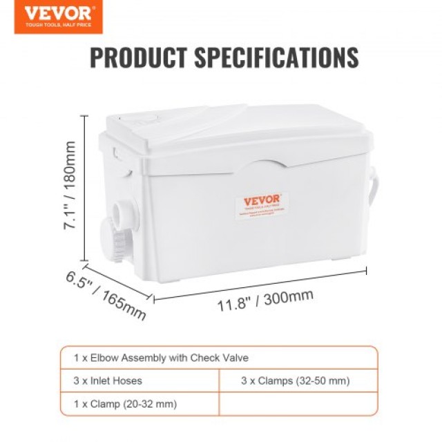 Αντλία Μακερατέρ VEVOR 350W για Υπόγειο και Κουζίνα  HSBXWG350W7MSJ4DHV2