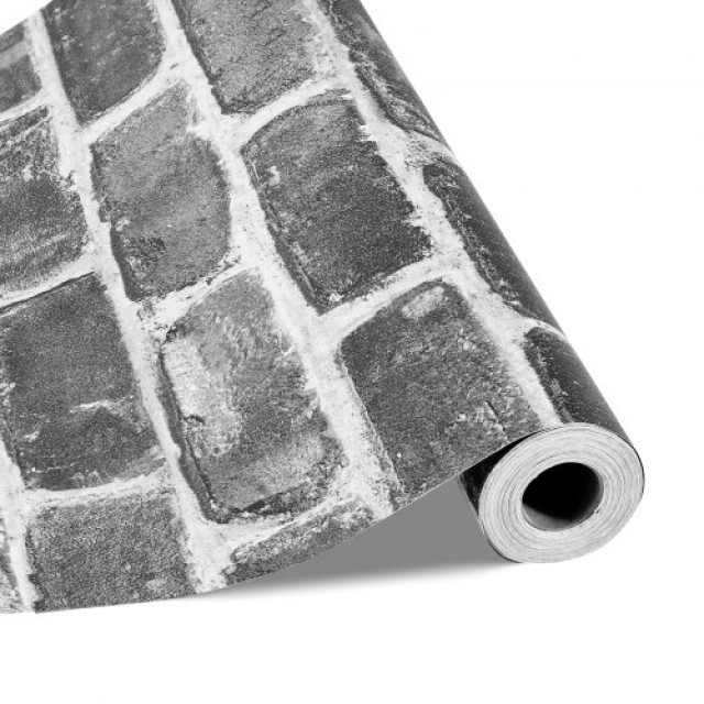 VEVOR Αυτοκόλλητη Ταπετσαρία 45cm x 10m Γκρι Τουβλάκι Αδιάβροχη για Υπνοδωμάτιο BZCCBZJKD40453KQP001V0