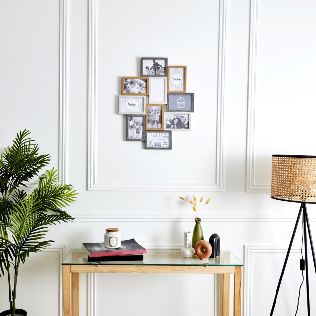 Κορνίζα Κολάζ για 10 Φωτογραφίες 47 x 56 x 2,8 cm Καφέ/ Λευκό HD4213 Home Deco Factory