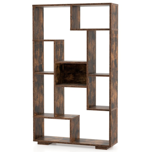 Μοντέρνα Ραφιέρα με Γεωμετρικό Σχέδιο και Ανοιχτά Τμήματα 70 x 20 x 120 cm Καφέ JV11449CF Costway