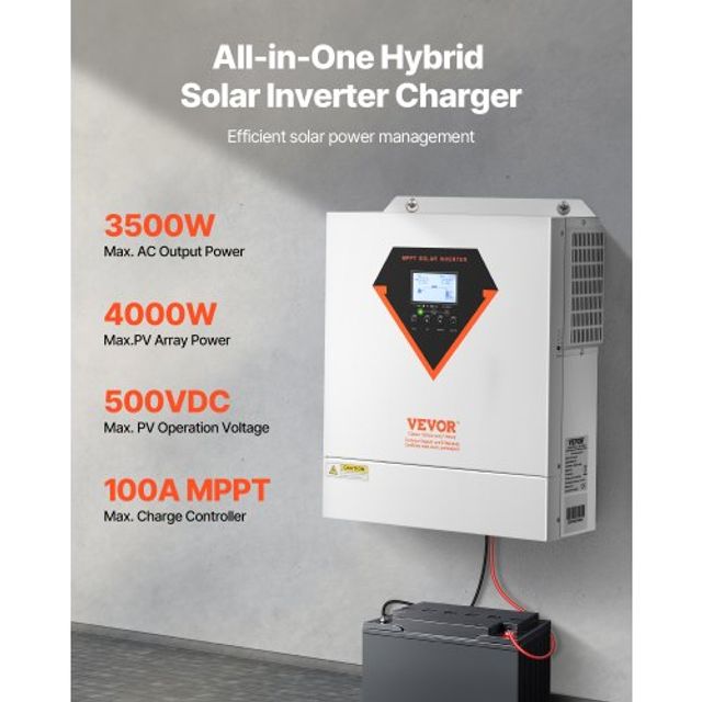 VEVOR Υβριδικός Ηλιακός Αντιστροφέας 3500W 220/230V WiFi 100A MPPT Ελεγκτής LWGPNKYTJ230DIY24V7