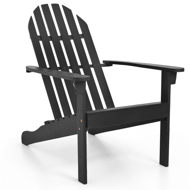Costway Καρέκλα Κήπου Adirondack από Ξύλο Ακακίας με Κεκλιμένο Κάθισμα και Ψηλή Πλάτη Μαύρη, 86 x 66 x 94 cm OP71391DK