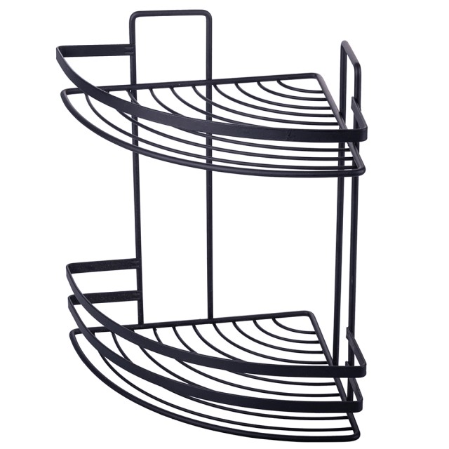 Galileo Γωνιακό ράφι 2 επιπέδων σε μέταλλο 22x30 cm μαύρο σατινέ 5914740