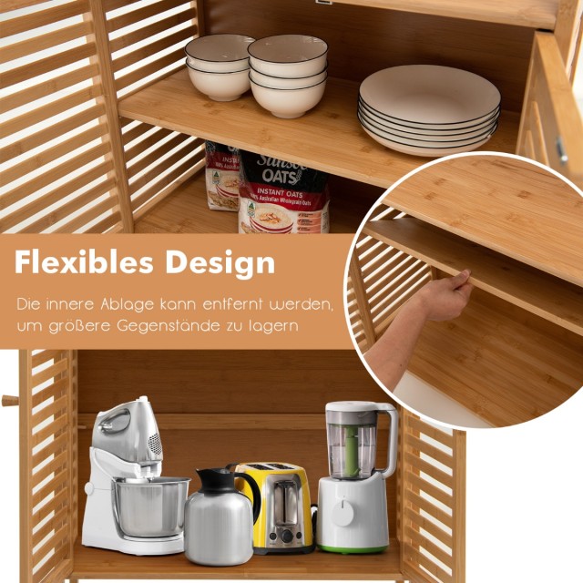 Costway Ντουλάπι Μπάνιου από Μπαμπού με Αποθηκευτικό Χώρο και Αφαιρούμενο Ράφι JV11253NA