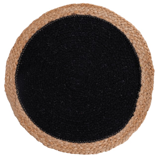Villa dEste Home Στρογγυλό Μαύρο Βαμβακερό Σουπλά με Φόδρα από Γιούτα, 38 εκ. - Natural 5915649