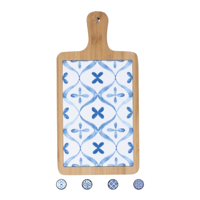 Galileo Ξύλινη επιφάνεια κοπής από μπαμπού και κεραμικό με διακόσμηση μαϊόλικα 15x29,5εκ Sibilla 5919437 Τυχαία Επιλογή Χρωμάτων