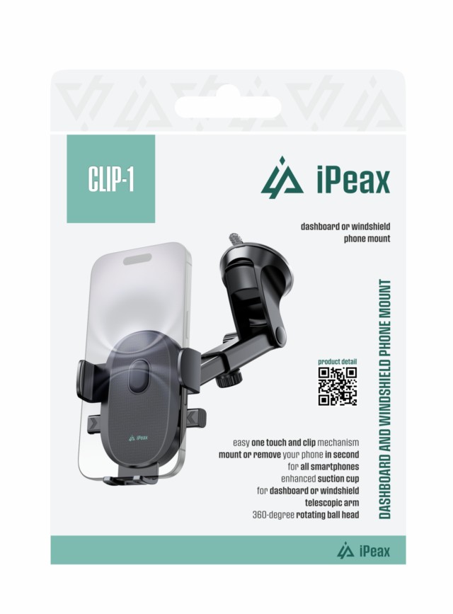 iPEAX Βάση Ταμπλό Αυτοκινήτου Clip-1 Μαύρο 8595217492233
