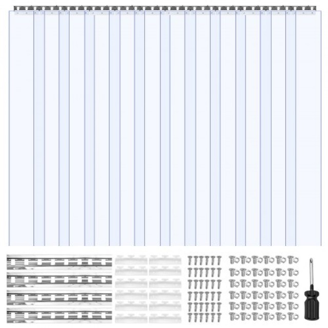 VEVOR Διαφανής Πλαστική Κουρτίνα PVC 2.1μ Ύψος x 1.8μ Πλάτος x 2 χιλ. Πάχος για Κατάψυξη ή Αποθήκη PZPVCML7284I3Y8XP001V0