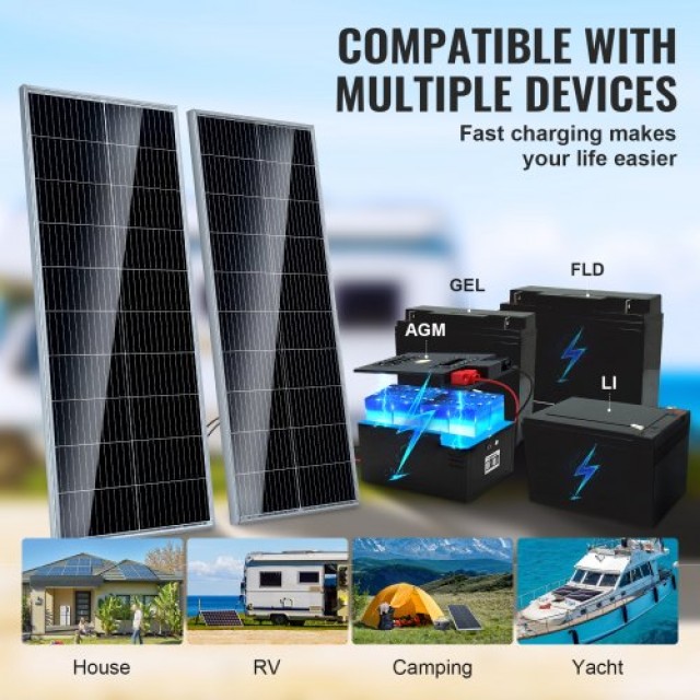 Σετ Ηλιακών Πάνελ VEVOR 200W με Ρυθμιστή Φόρτισης GDSDJTYNBDJGBIR76V9