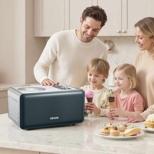 VEVOR Αυτόματη Παγωτομηχανή 1.5 QT με Ενσωματωμένο Συμπιεστή Χωρίς Προκατάψυξη JYYSJSBQLJ154X2BX001V2