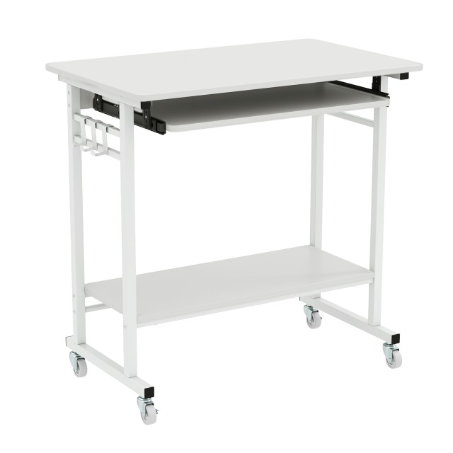 Costway Λευκός Κινητός Γραφείο με Πληκτρολογίου και Κάτω Ράφι CB10800WH