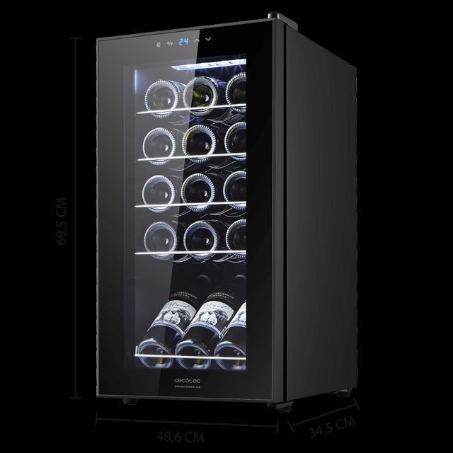 CECOTEC  Συντηρητής Κρασιών Bolero GrandSommelier 1550 με Συμπιεστή, Χωρητικότητα 15 Φιαλών, Ρυθμιζόμενη Θερμοκρασία 5-18ºC και Οθόνη Αφής  CEC-00120
