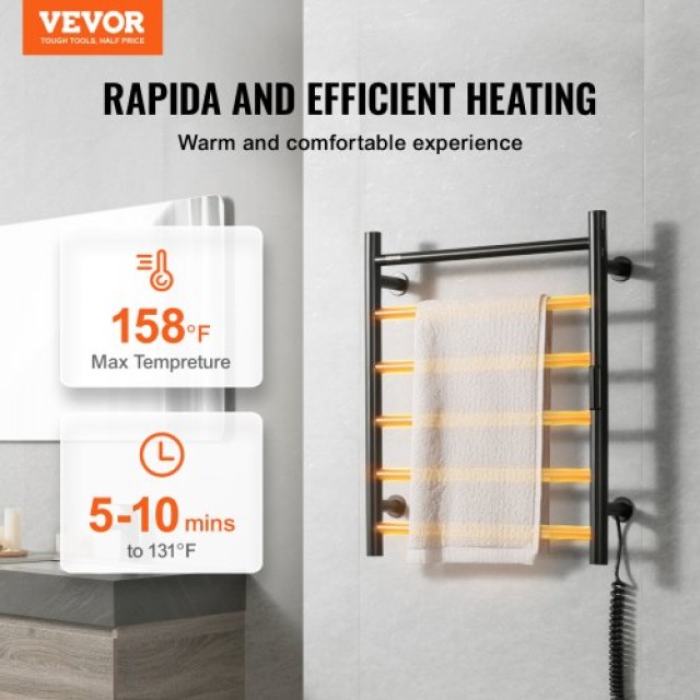 VEVOR Πετσετοκρεμάστρα Τοίχου για Μπάνιο 61 x 50 x 10,2 cm Μαύρη 145W JRMJJBGS6GHSES5VGV2