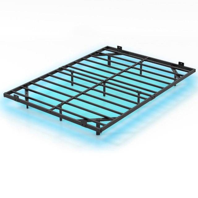 Costway Μοντέρνο Διπλό Κρεβάτι με Μεταλλικό Πλαίσιο & LED Φωτισμό - Μαύρο 140 x 200 εκ. HU11178DE-D