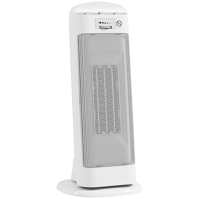 HOMCOM Κεραμική Ηλεκτρική Σόμπα 2000W, 4 Λειτουργίες και Ρυθμιζόμενη Θέρμανση, Περιστροφή 55°, Λευκό 820-470V90WT