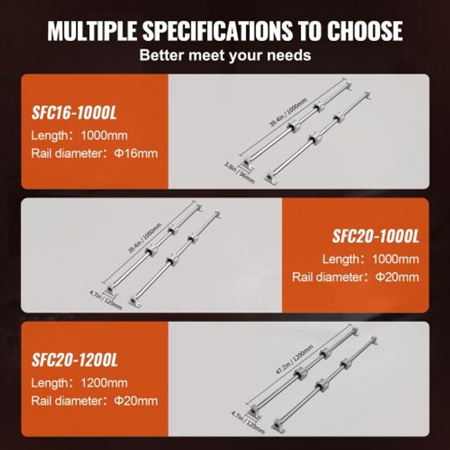 VEVOR Σετ Οδηγών Γραμμής SFC16 1000mm, 2 Οδηγοί 1000mm, 4 Μπλοκ SC16, 4 Υποστηρίγματα, Κιτ για CNC Έργα DIY ZXH16MM1000MMWXUNV0