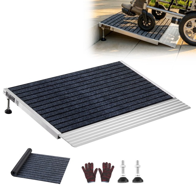 VEVOR Ράμπα Κατωφλίου Πόρτας Αλουμινίου 610 x 910 mm με Ρυθμιζόμενο Ύψος και Αντιολισθητική Επιφάνεια PBSMJPD2436IVZ17L001V0