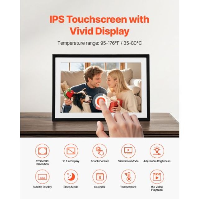 VEVOR Σετ 2 Ψηφιακών Κορνιζών Αφής 260mm 32GB με Wi-Fi Σύνδεση CKPSZXK101INQDCMO001V2
