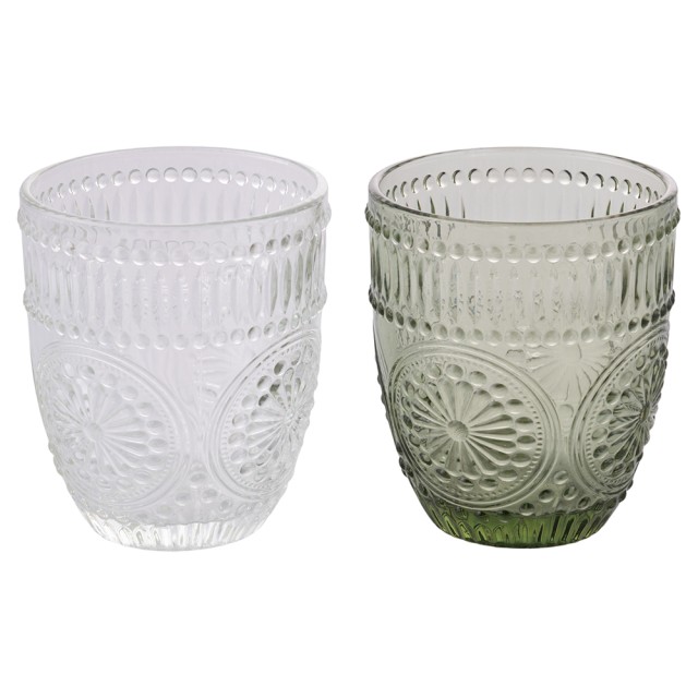 Galileo Σετ 2 ποτήρια νερού 330 ml από γυαλί με ανάγλυφο γεωμετρικό σχέδιο Siviglia Sibilla 5920796