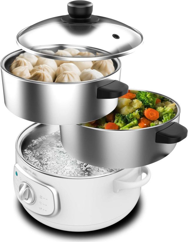 Ατμομάγειρας Vapovita SteelPot White – 1300W με 3 Δοχεία από Ανοξείδωτο Ατσάλι 10lt Λευκό CEC-100630 Cecotec