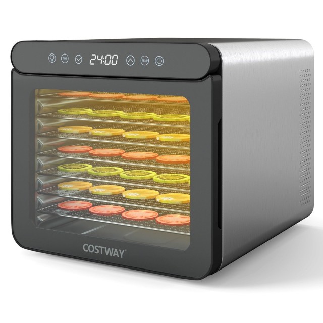 Costway Αποξηραντής 600W με 7 δίσκους από ανοξείδωτο χάλυβα, με Χρονοδιακόπτη & Ρυθμιζόμενη θερμοκρασία  34 x 40,5 x 32 cm ES10490DE-SL