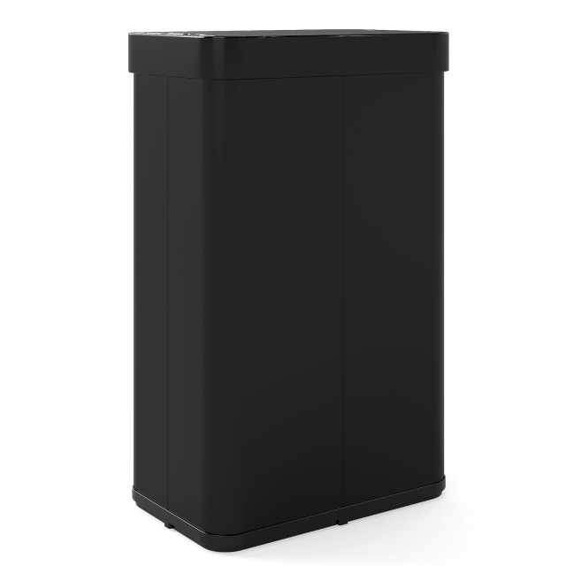 Costway Κάδος Απορριμμάτων 60L με Φτερωτές Πόρτες & Αισθητήρα Κίνησης Υπερύθρων από Ανοξείδωτο Ατσάλι σε Μαύρο χρώμα 66 x 41 x 26,5 εκ (κλειστό) GY10027DK