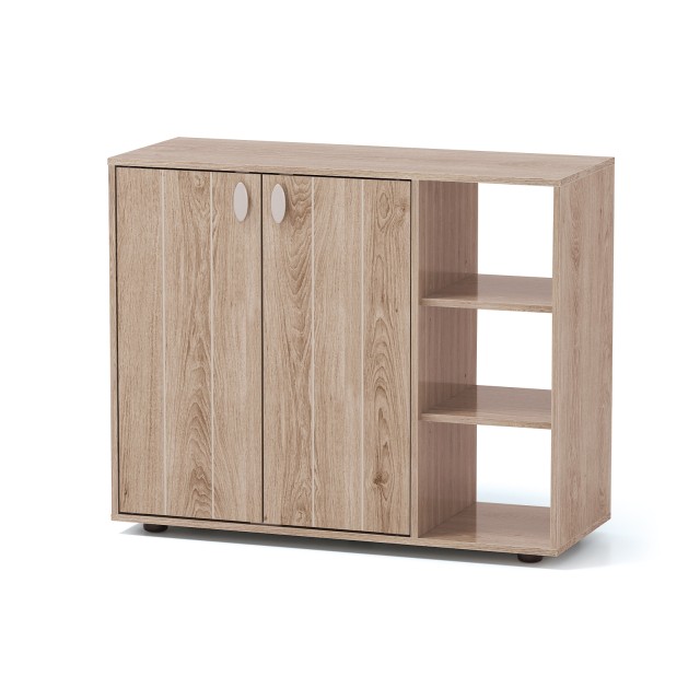 Costway Ντουλάπα Παπουτσιών με 2 Πόρτες & Ρυθμιζόμενα Ανοιχτά Ράφια σε Φυσικό Χρώμα JV12999YE