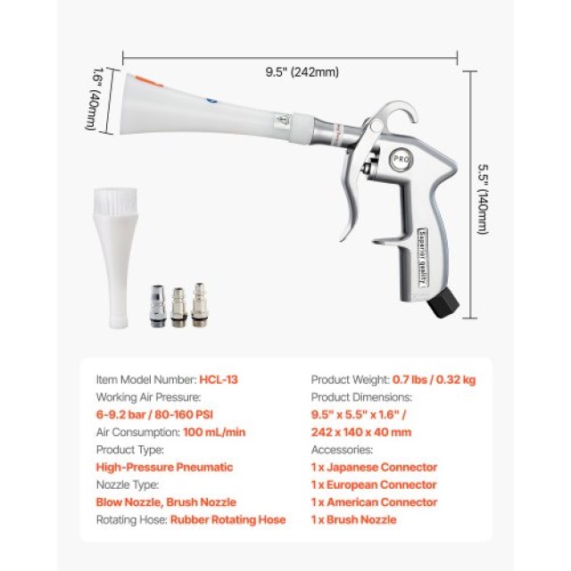 VEVOR Πιστόλι Καθαρισμού Υψηλής Πίεσης με Διπλά Ακροφύσια για Σκόνη PJWLQJQCCKXJ8M52GV0