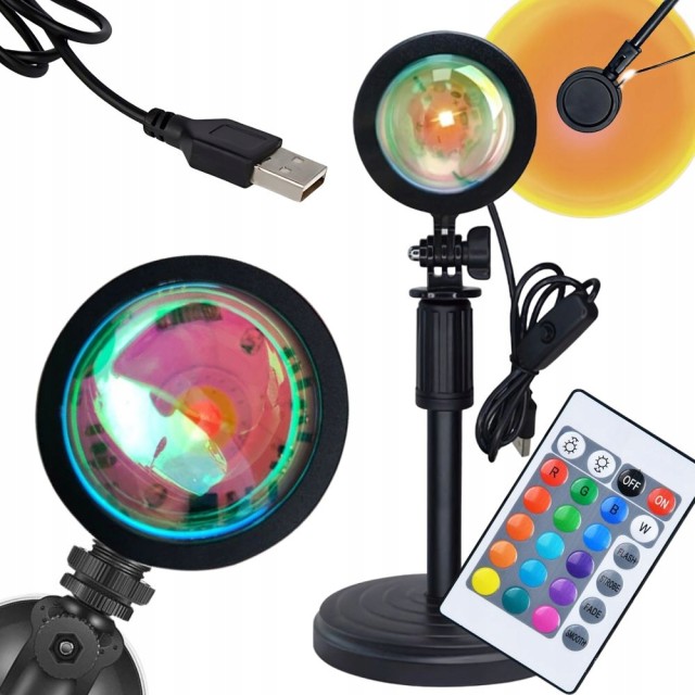 Verk group Λάμπα προβολέα μίμησης ηλιοβασιλέματος  LED RGB USB με τηλεχειριστήριο 5907451371084
