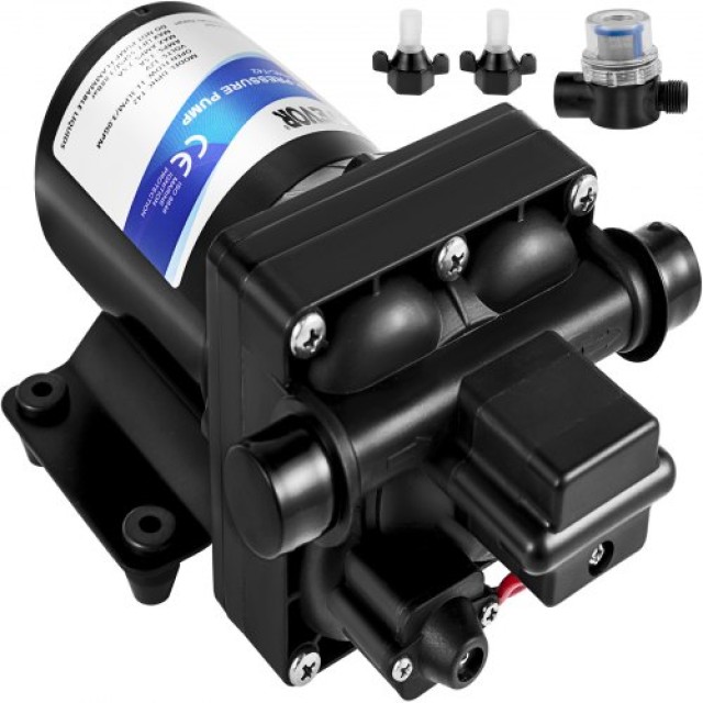 VEVOR Αντλία Νερού 12V Αυτοαναρρόφησης 4 GPM με Διακόπτη Πίεσης 55 PSI και Αποσπώμενο Φίλτρο για RV, Σκάφος, Κάμπερ CXB-12V-4GPM00001V9