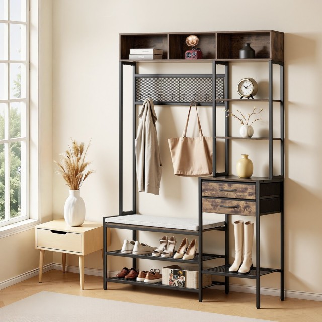 VEVOR Πολυλειτουργικό Έπιπλο Εισόδου, Κρεμάστρα-Παπουτσοθήκη με Πάγκο & Συρτάρια, Ατσάλινος Σκελετός TYDGNYMJZHXD9REN9001V0