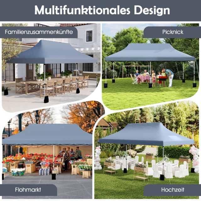 Costway Γκρι Πτυσσόμενο Σκηνικό Pop-up 300 x 600 cm με Τσάντα Μεταφοράς NP11460GR