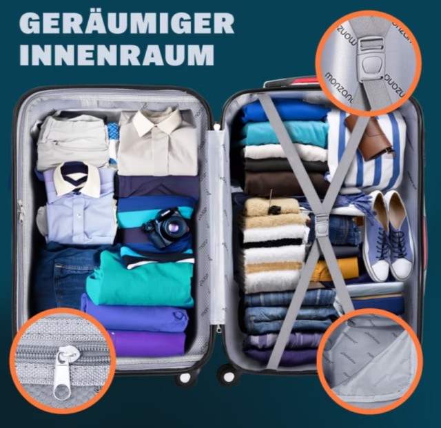 Σετ Βαλίτσες Σκληρού Κελύφους Baseline 4 Τεμάχια – Ασημί (34L, 55L, 84L, 120L) 107217 Monzana