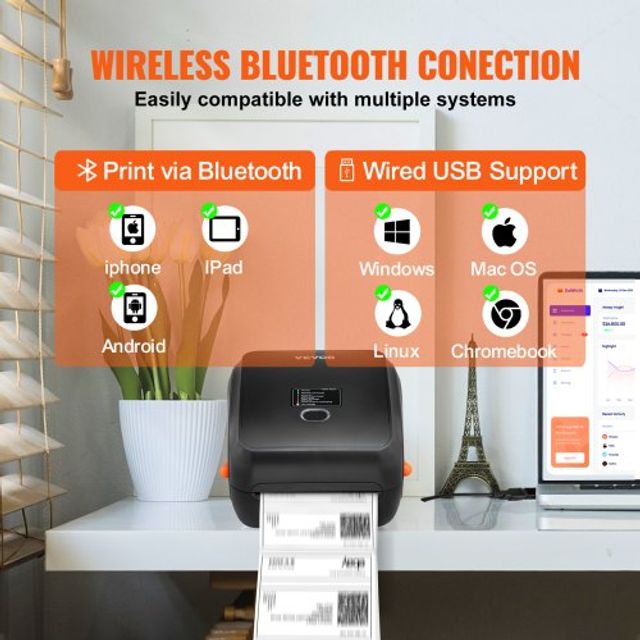 Εκτυπωτής Ετικετών VEVOR 4x6 300DPI USB/Bluetooth για Amazon eBay Etsy UPS BQDYJYTSYCLYO04UGV2