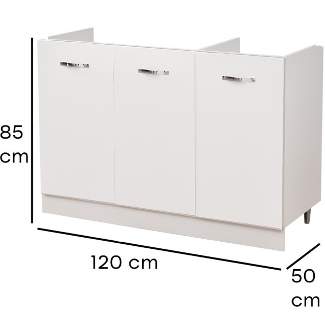 Κρεμαστό Ντουλάπι Τοίχου με 3 Πόρτες για Κουζίνα και Μπάνιο 120 x 50 x 85 cm Λευκό 02815097 Shally Dogan