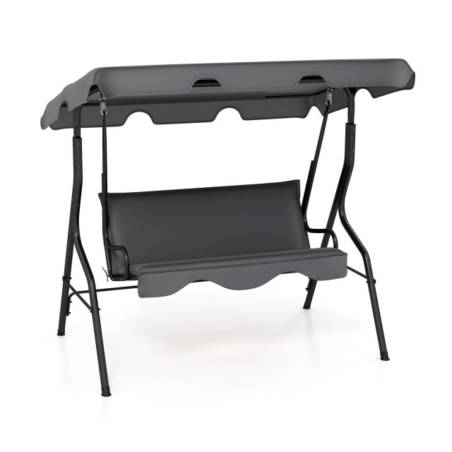 Costway 3θέσια κούνια κήπου με ρυθμιζόμενη τέντα, γκρι, 154 x 110 x 172 cm OP70491GR