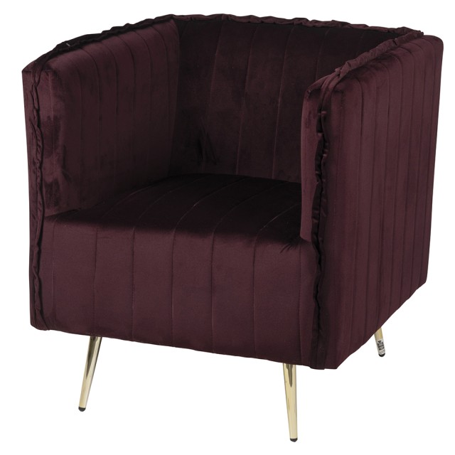 Galileo Πολυθρόνα vintage δαμάσκηνο σε ξύλο με επένδυση πολυεστέρα σε βελούδινη υφή Sibilla 5907669