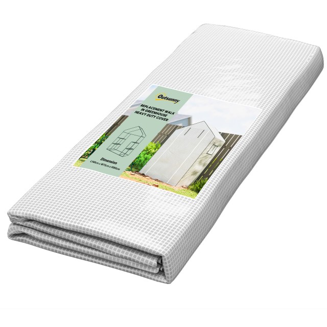 Outsunny Κάλυμμα Θερμοκηπίου Κήπου από PE με Πόρτα με Μεντεσέ και Παράθυρα, 140x73x190 cm, Λευκό 845-944V00WT