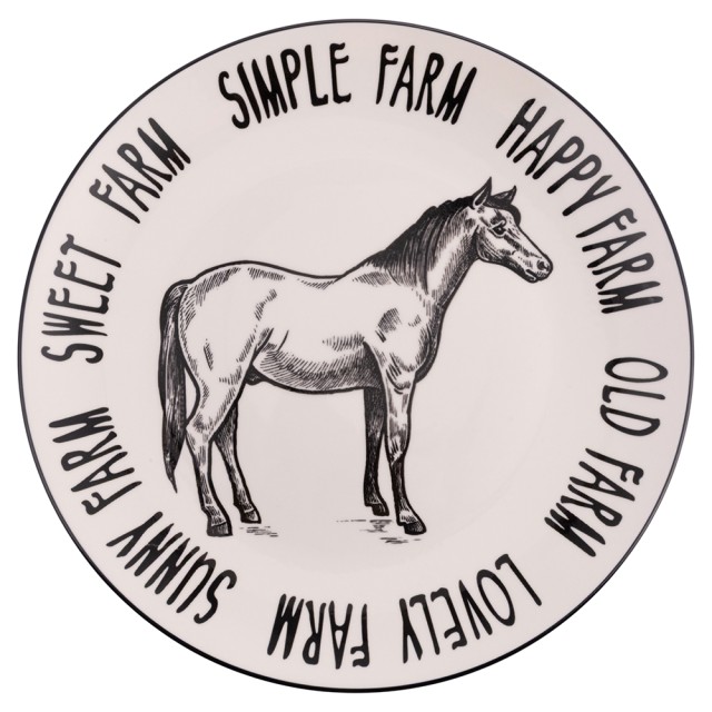 Villa DEste Σετ 6 τμχ Πιάτο επίπεδο 265 εκ. από πορσελάνη με σχέδιο αλόγου Farm 5923356