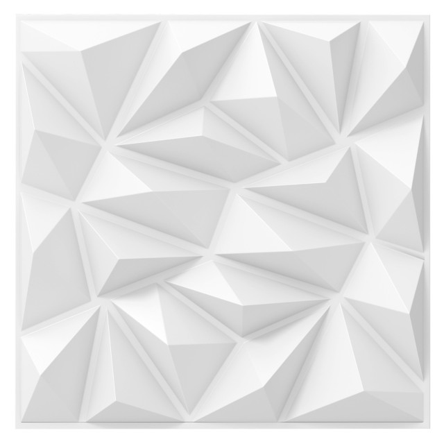 Costway  Σετ 20 τμχ Αυτοκόλλητα 3D Πάνελ Τοίχου 50 x 50 εκ. Λευκό HZ10363WH