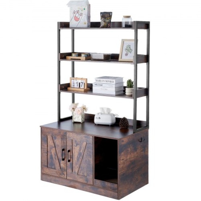 Κρυφή Ξύλινη Λεκάνη Γάτας VEVOR με 3 Ράφια  DHSCBBSNJSMSUOAB6V0