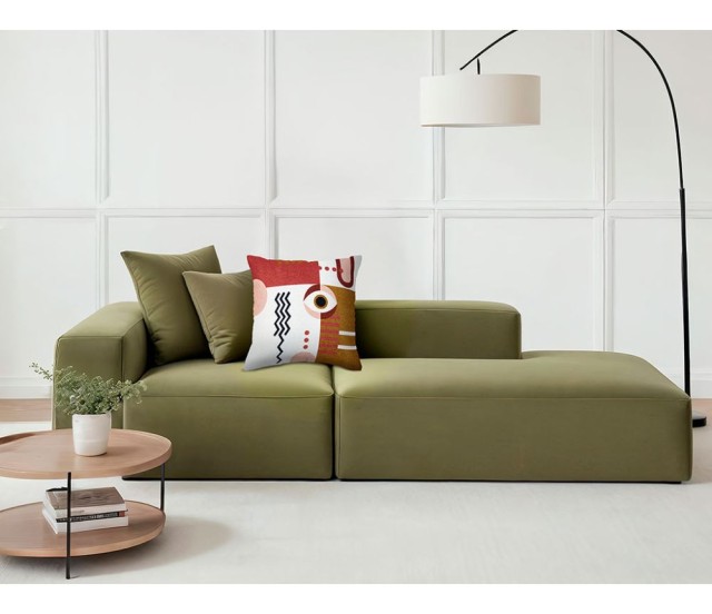 Τετράγωνη Μαξιλαροθήκη Μάτι Πολύχρωμη από Πολυεστέρα σε Λευκό, Μουσταρδί και Τερακότα -45 x 45cm 36049 Ostaria