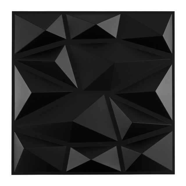 Costway 100 τεμάχια 3D Πάνελ Τοίχου Διαμάντι 30x30 εκ. Μαύρο 9μ² HZ10350BK