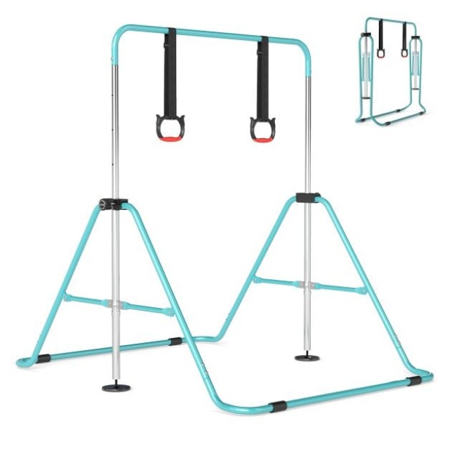 Costway Πτυσσόμενη Μονόζυγο για Παιδιά: Τετράβηκα Ρυθμιζόμενη Μπάρα Γυμναστικής με Σταθερό Μεταλλικό Σκελετό, Μέντα Πράσινο SP38687LV