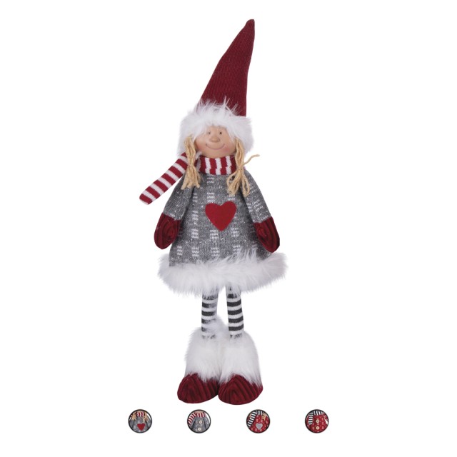 Galileo Χριστουγεννιάτικη κούκλα με μακριά πόδια και γούνα ύψους 48 εκ Santas House 5919349 Τυχαία Επιλογή Χρωμάτων