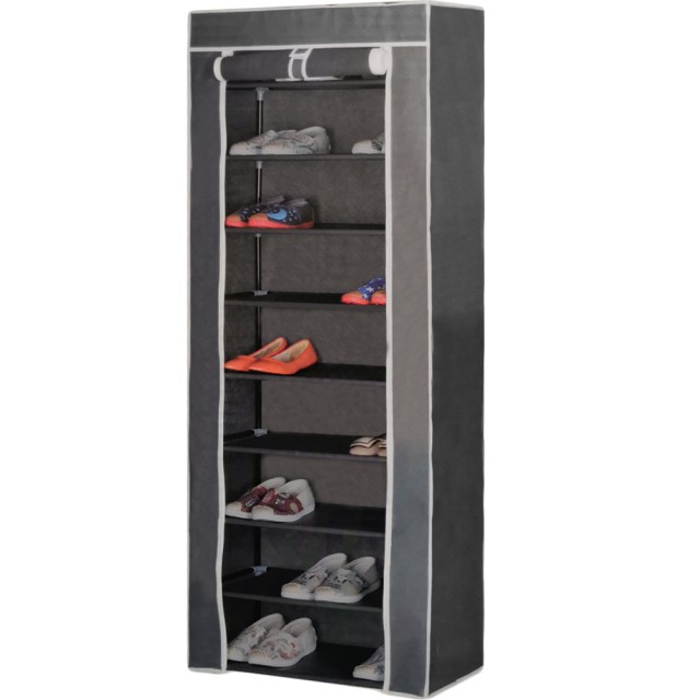 BAKAJI Παπουτσοθήκη Εξοικονόμησης Χώρου 9 Ραφιών Γκρι Αδιάβροχο Ύφασμα 02815225