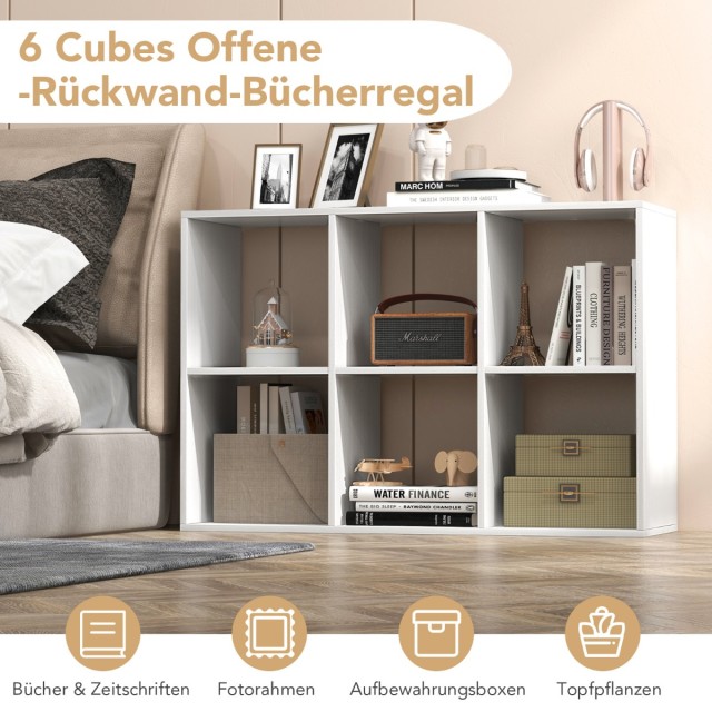 Costway Ράφι Βιβλιοθήκης με 6 Θέσεις Λευκό για Καθιστικό CB10763WH