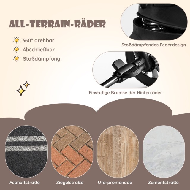 Costway  Πτυσσόμενο Διπλό Καροτσάκι για Μωρά με Ρυθμιζόμενες Θέσεις και Ασφαλή Σχεδίαση BC10048DE-GR