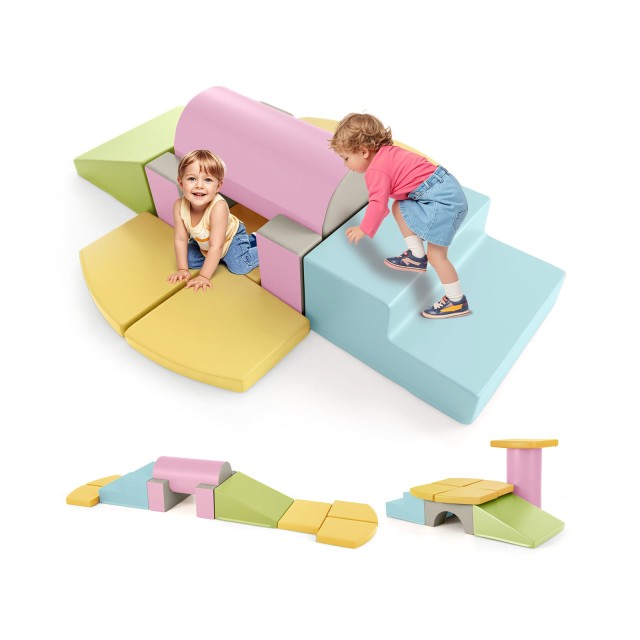 Costway Αφρώδες Σετ Αναρρίχησης για Μικρά Παιδιά με Μαλακά Στοιχεία από Ανθεκτικό Δερματίνη σε Πολύχρωμο Ντιζάιν FH10147YW